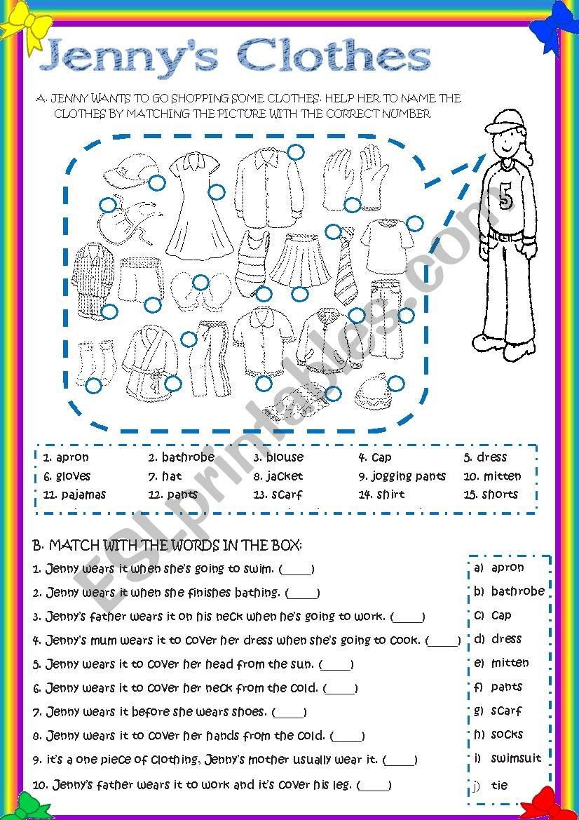 JENNYS CLOTHES worksheet