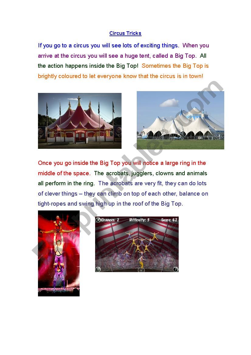 The Circus worksheet