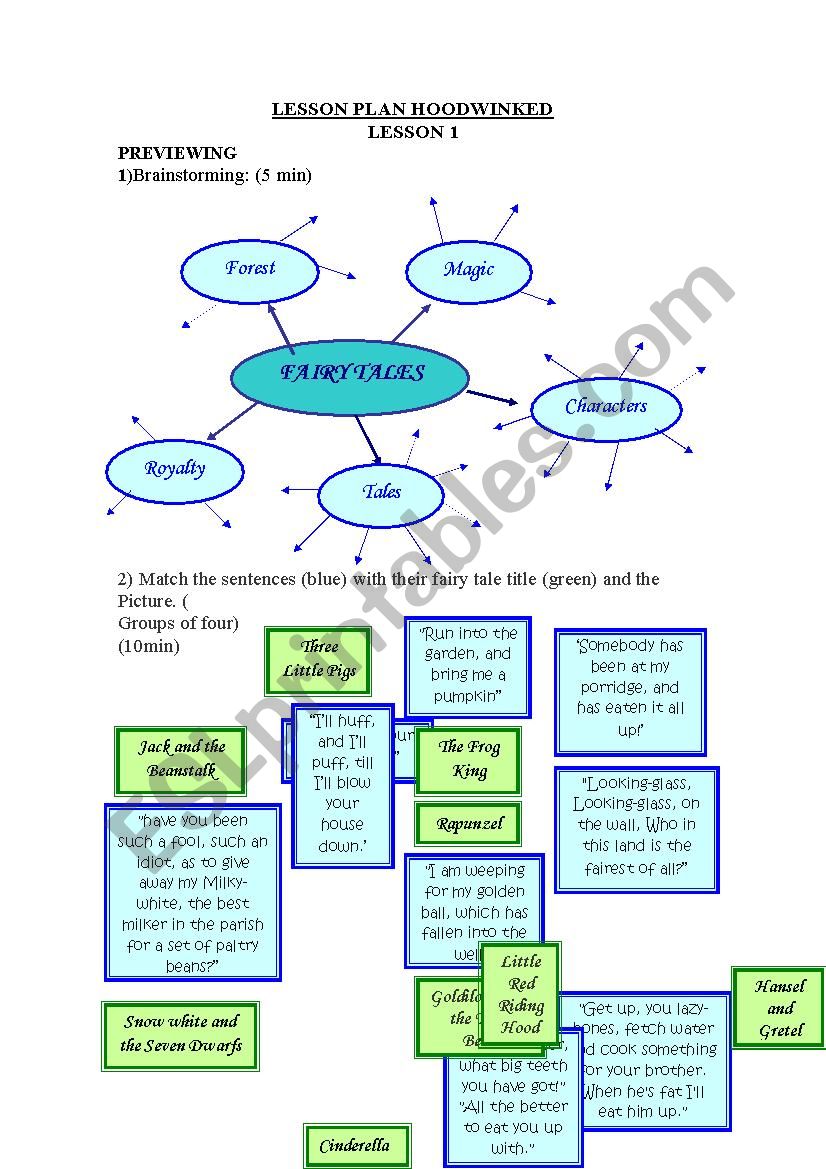 Hoodwinked film lesson plan worksheet