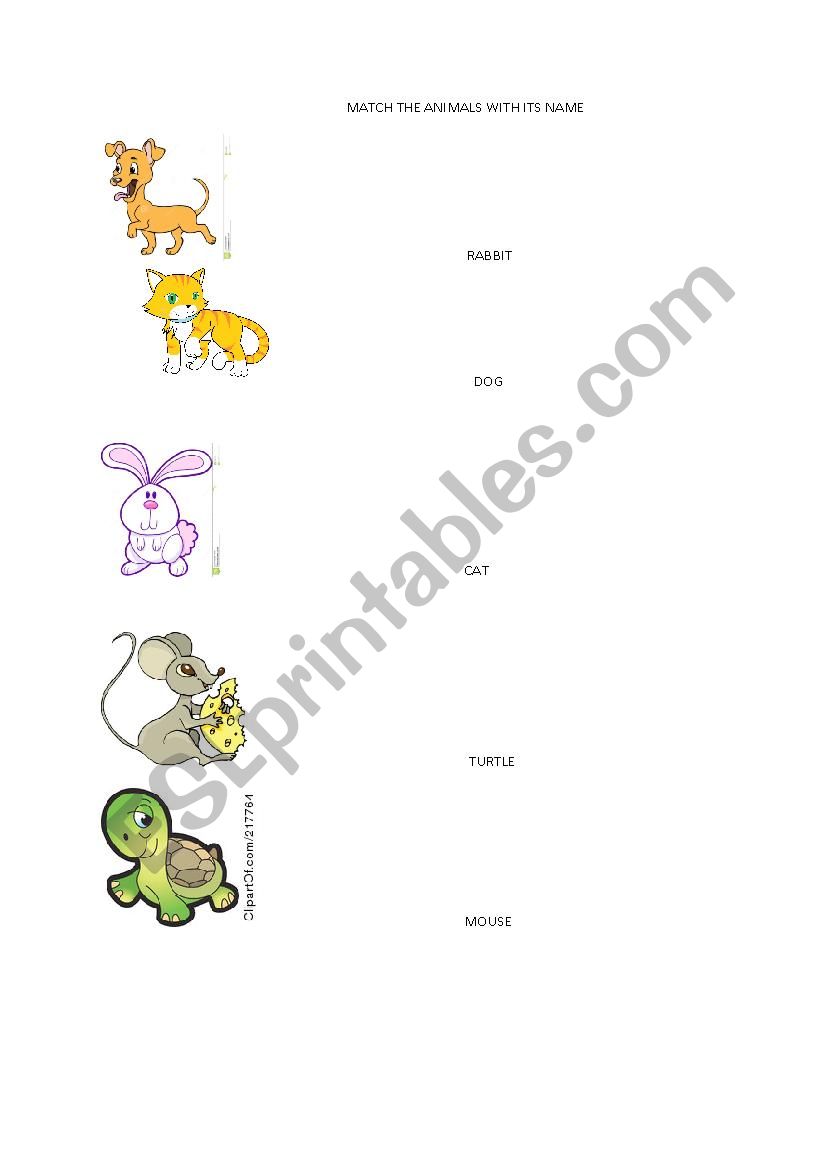 Match the opposite animals worksheet