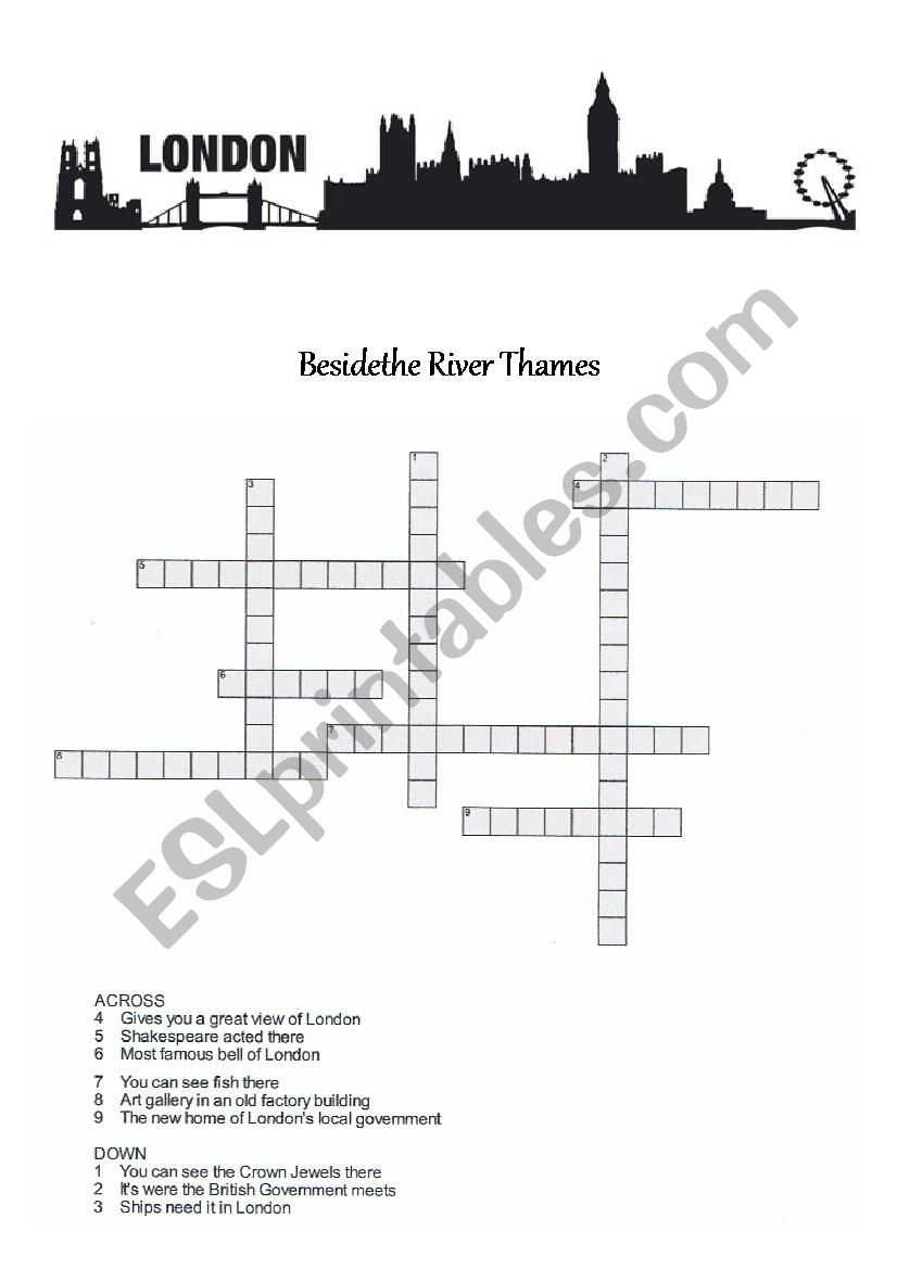 crossword worksheet