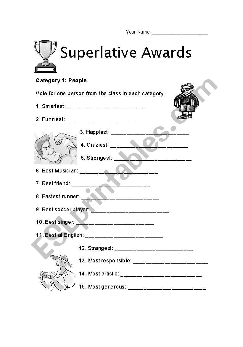 Superlative Awards worksheet