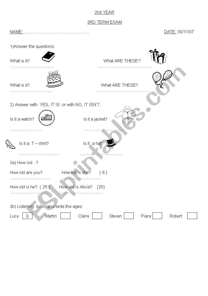 test worksheet