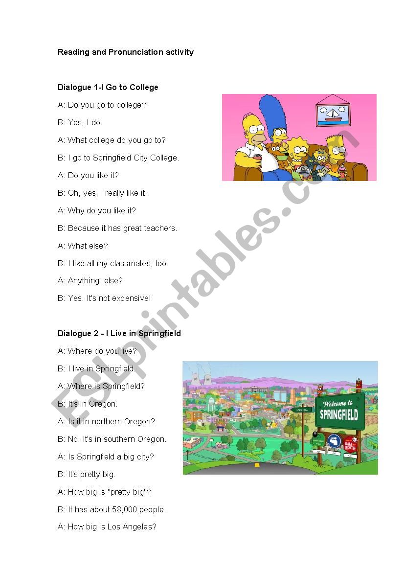 Dialogue Pronunciation Activity