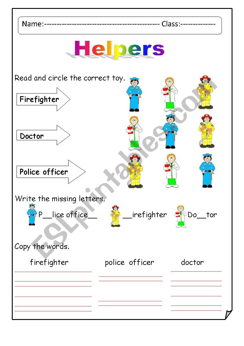 Helpers worksheet