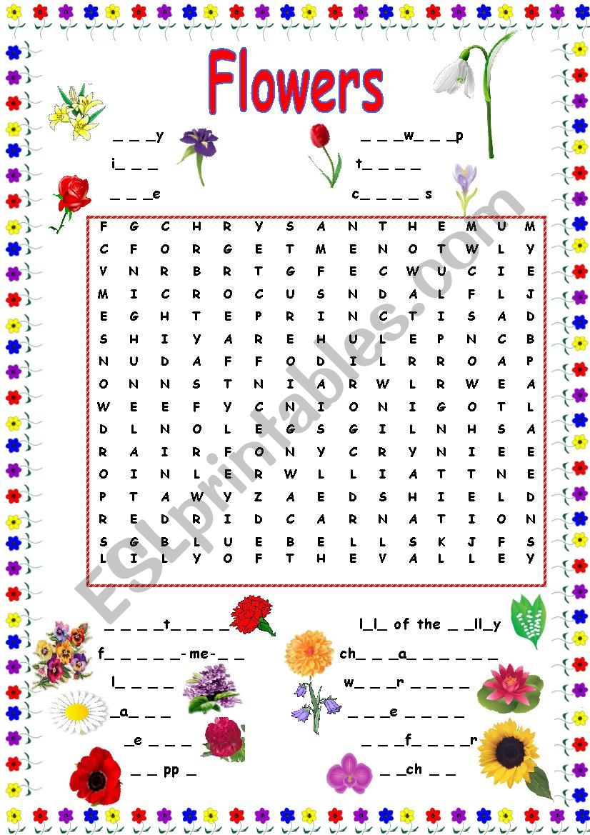 FLOWER WORDSEARCH worksheet