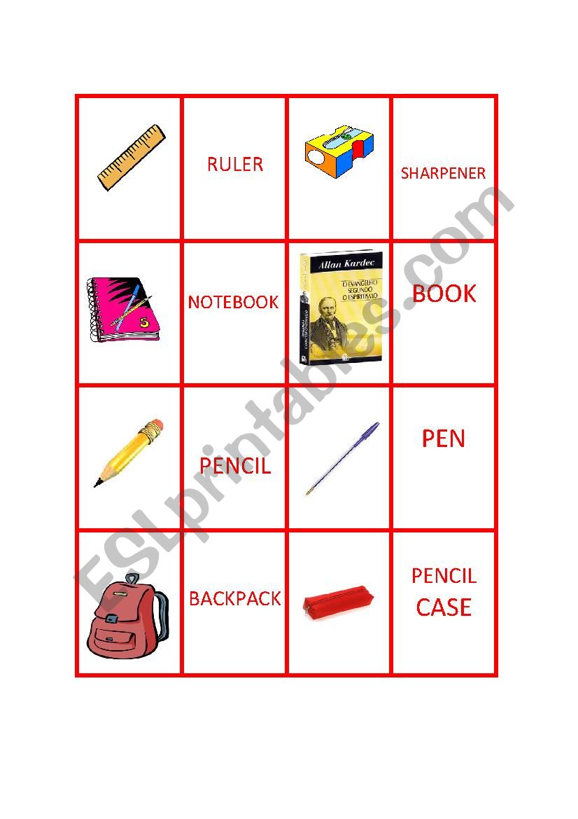 Memory Game School Stuff worksheet