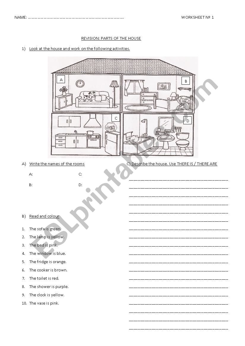 Revision: Parts of the house worksheet