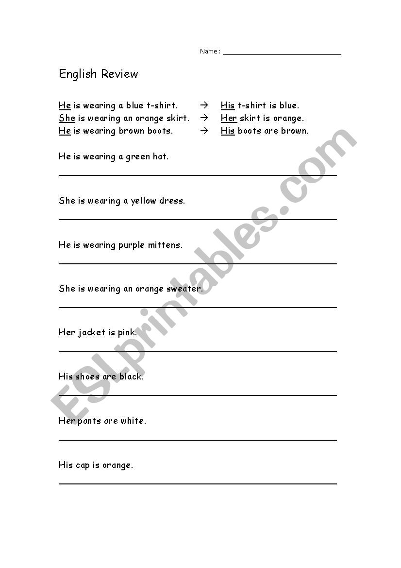 Personal Pronouns and Possessive Adjectives
