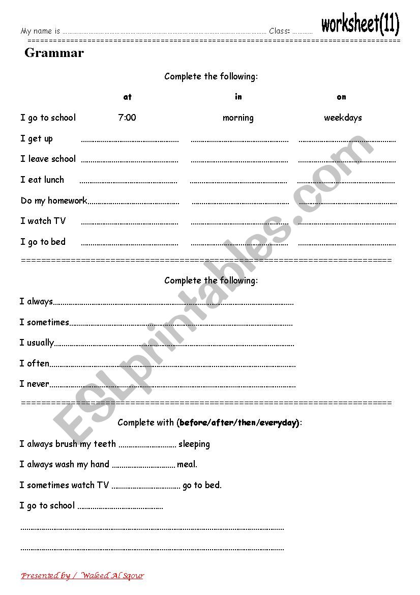 adverbs of frequency , time expressions ,prepositions in time expressions