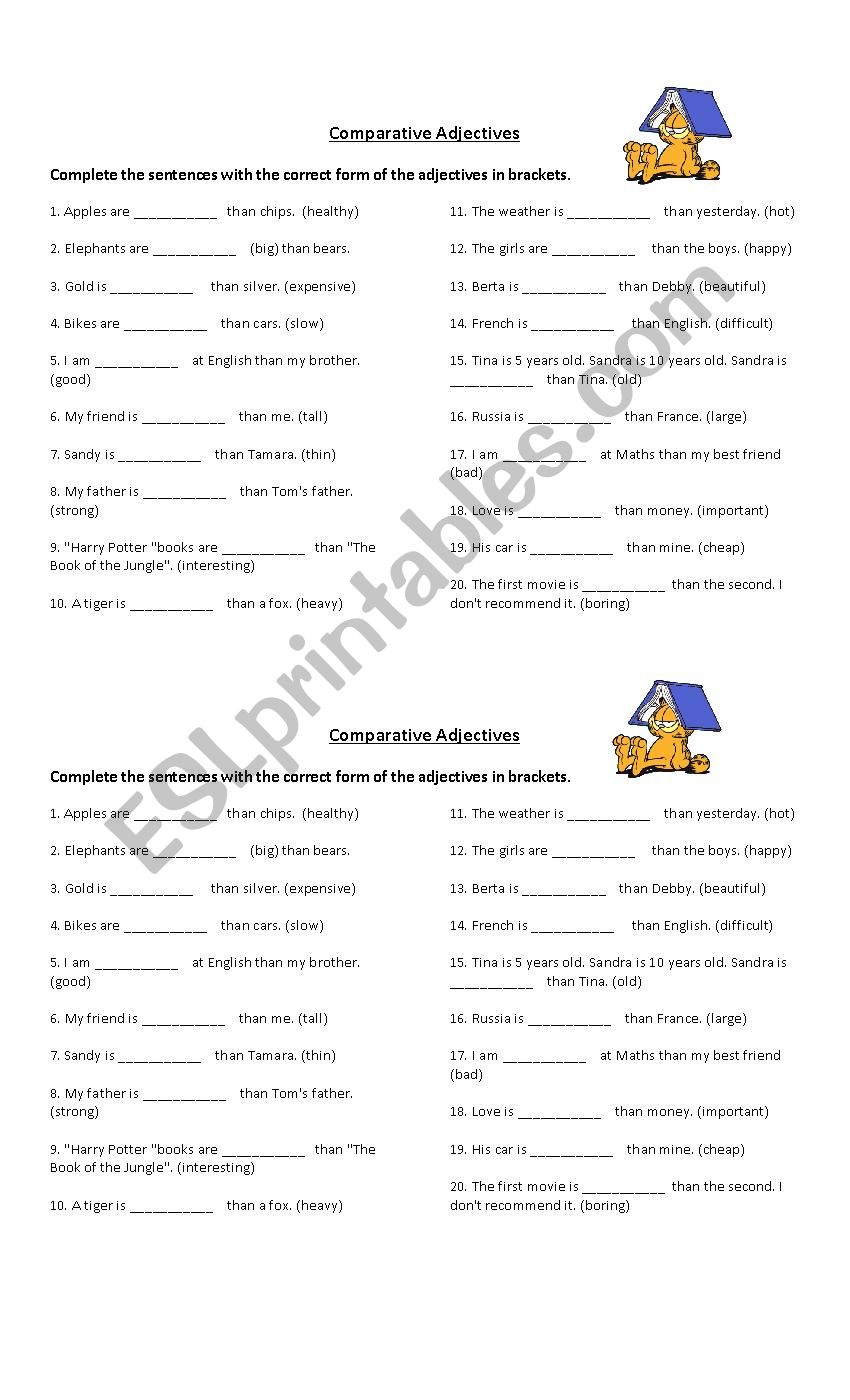 Comparatives  worksheet