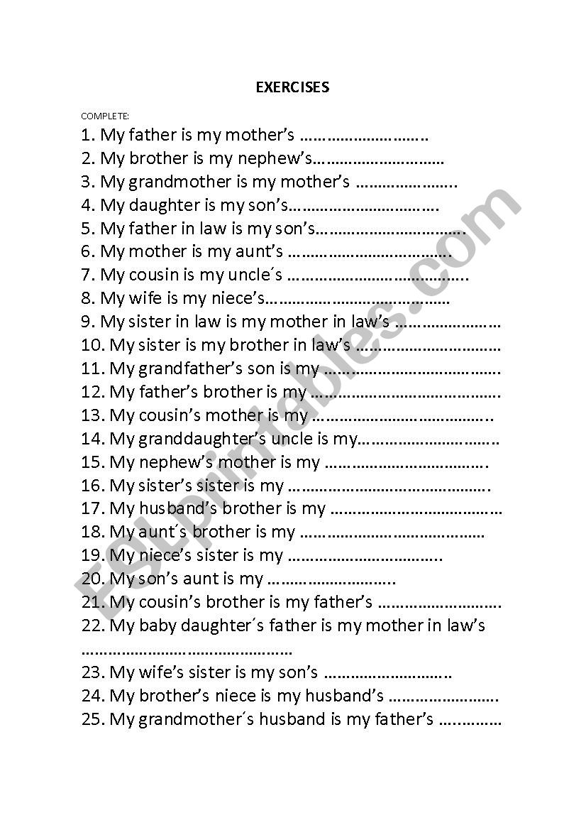Possesive Adjectives worksheet