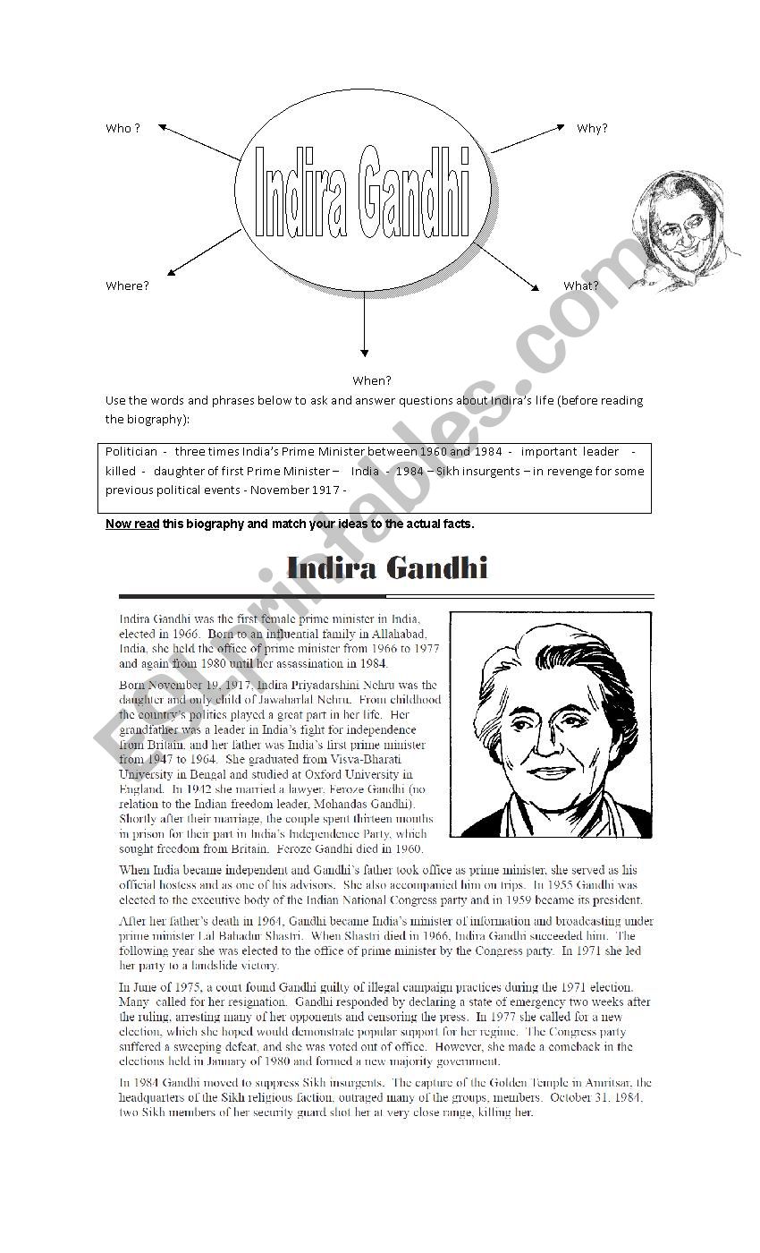 Indira Gandhi - Life and thoughts