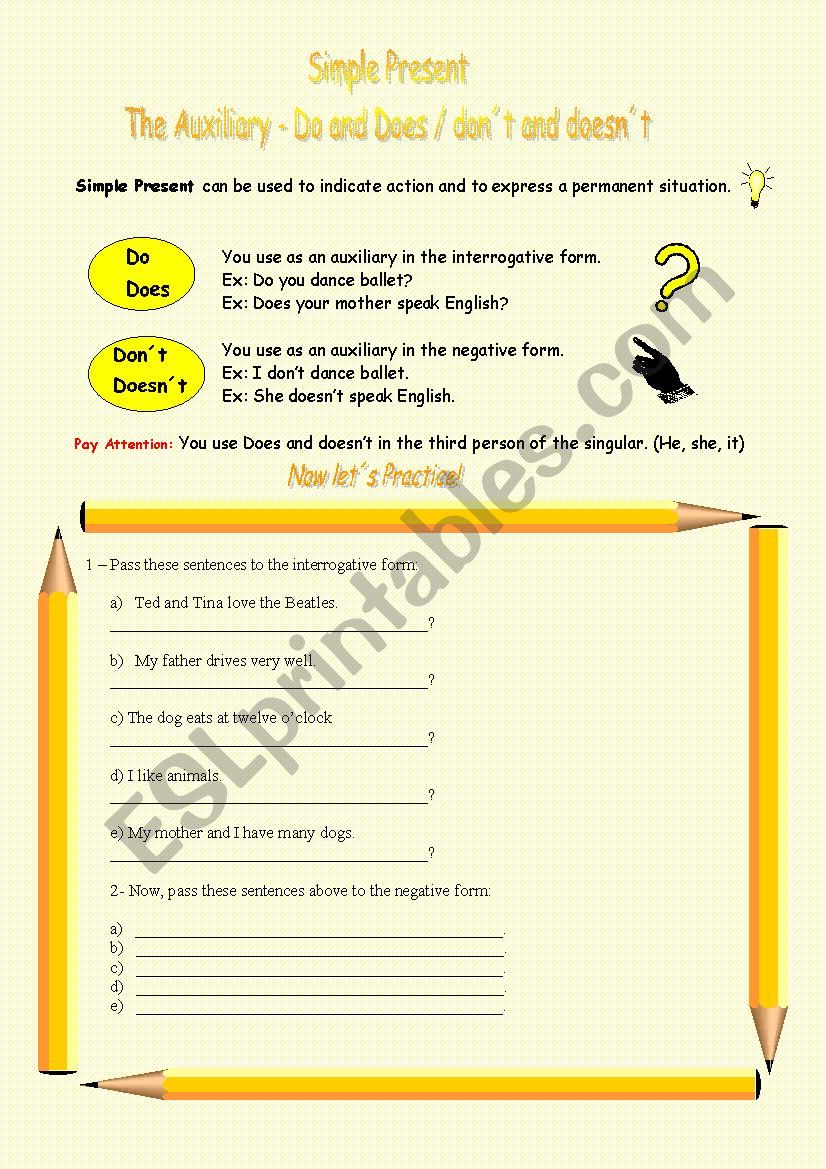 Do and Does worksheet