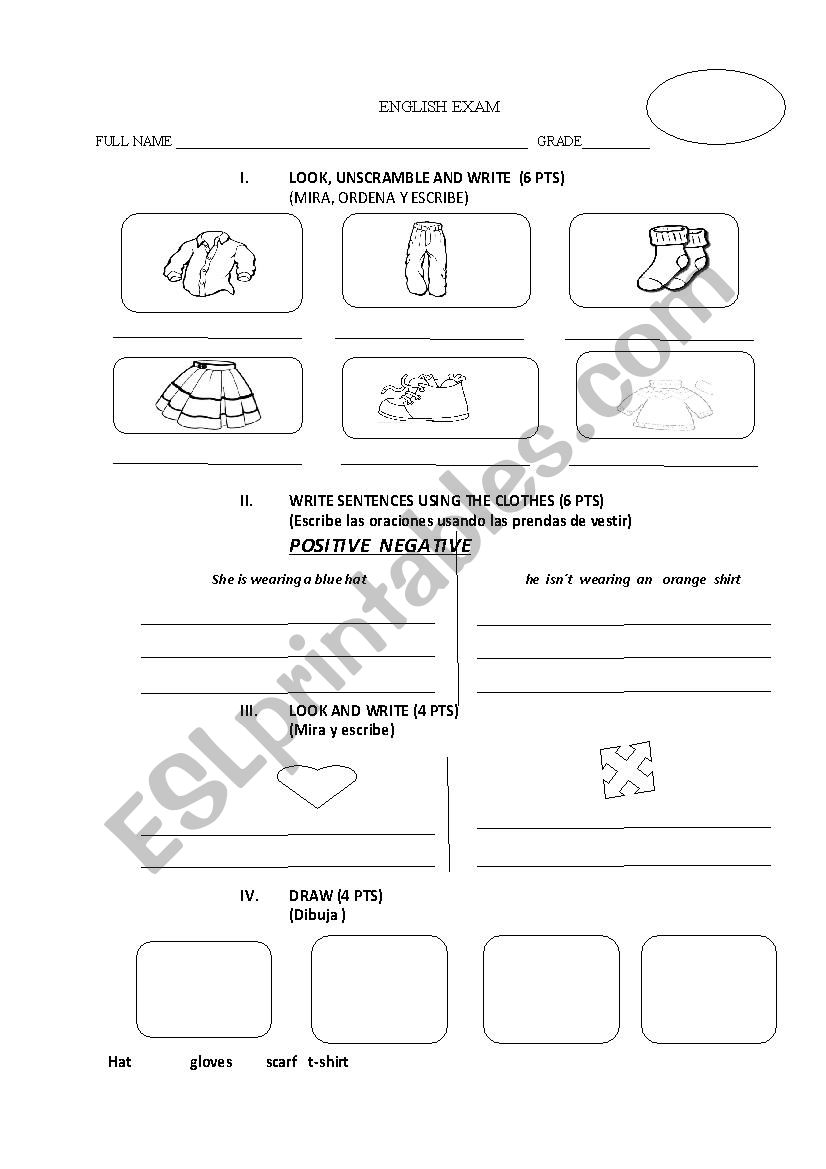 exam  worksheet