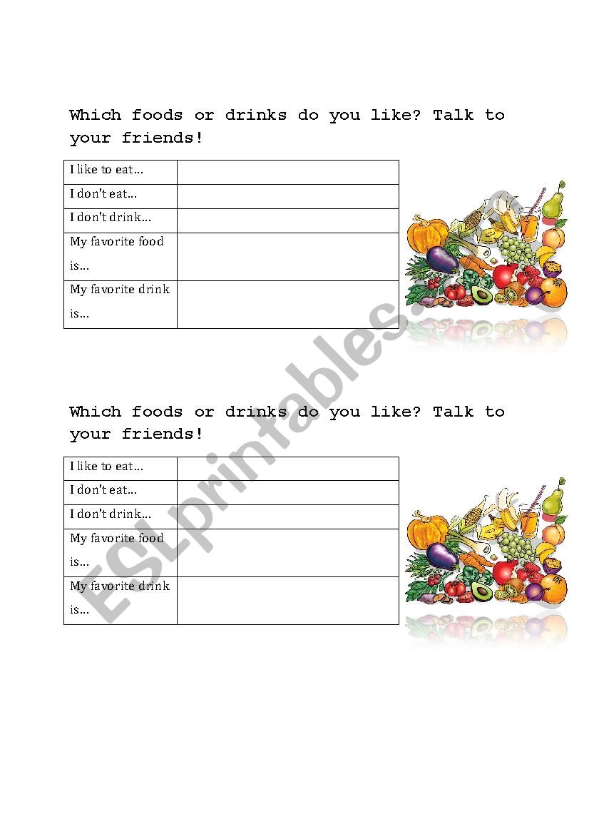 Food Preference - ESL worksheet by farafortessimo