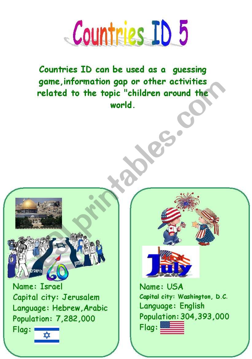 Countries ID -t 5 worksheet