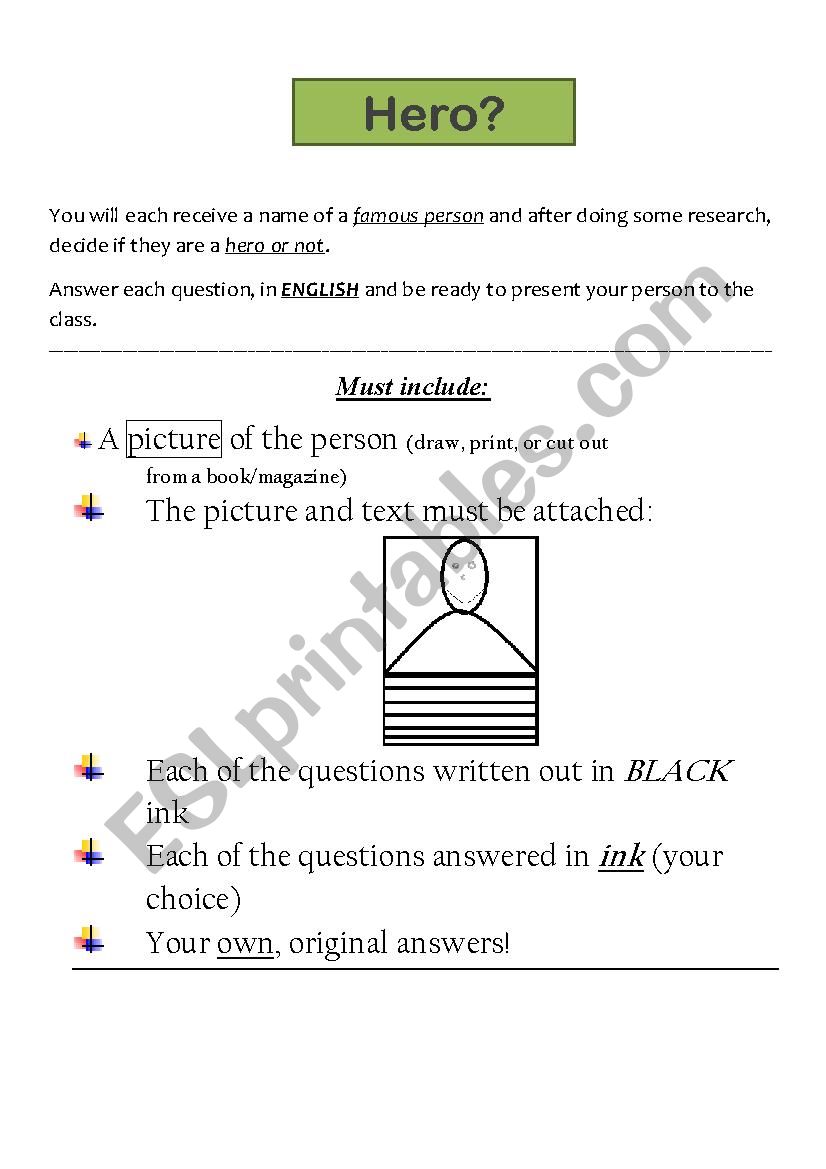 Hero - A Voice of All worksheet