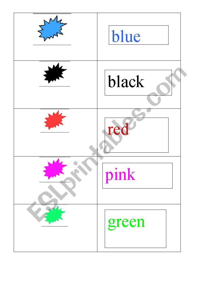 colours worksheet