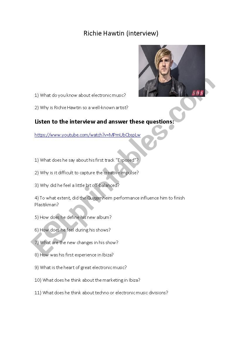 Richie Hawtin (interview) worksheet