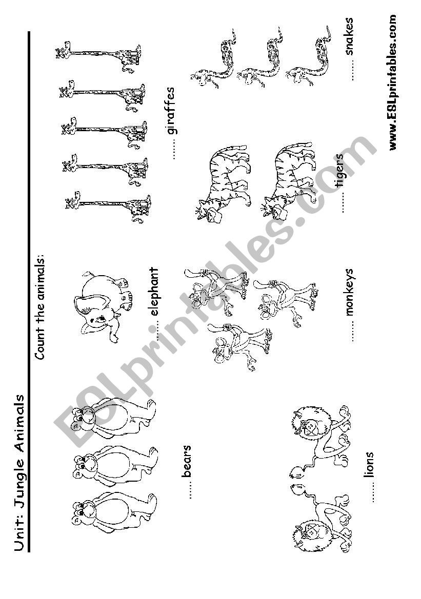 Jungle animals: read and count