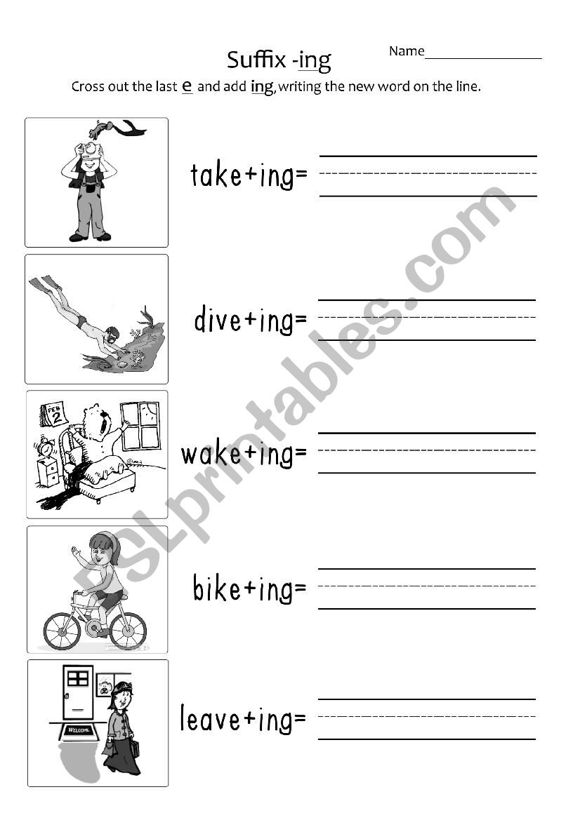 Suffix -ing Year 1 worksheet