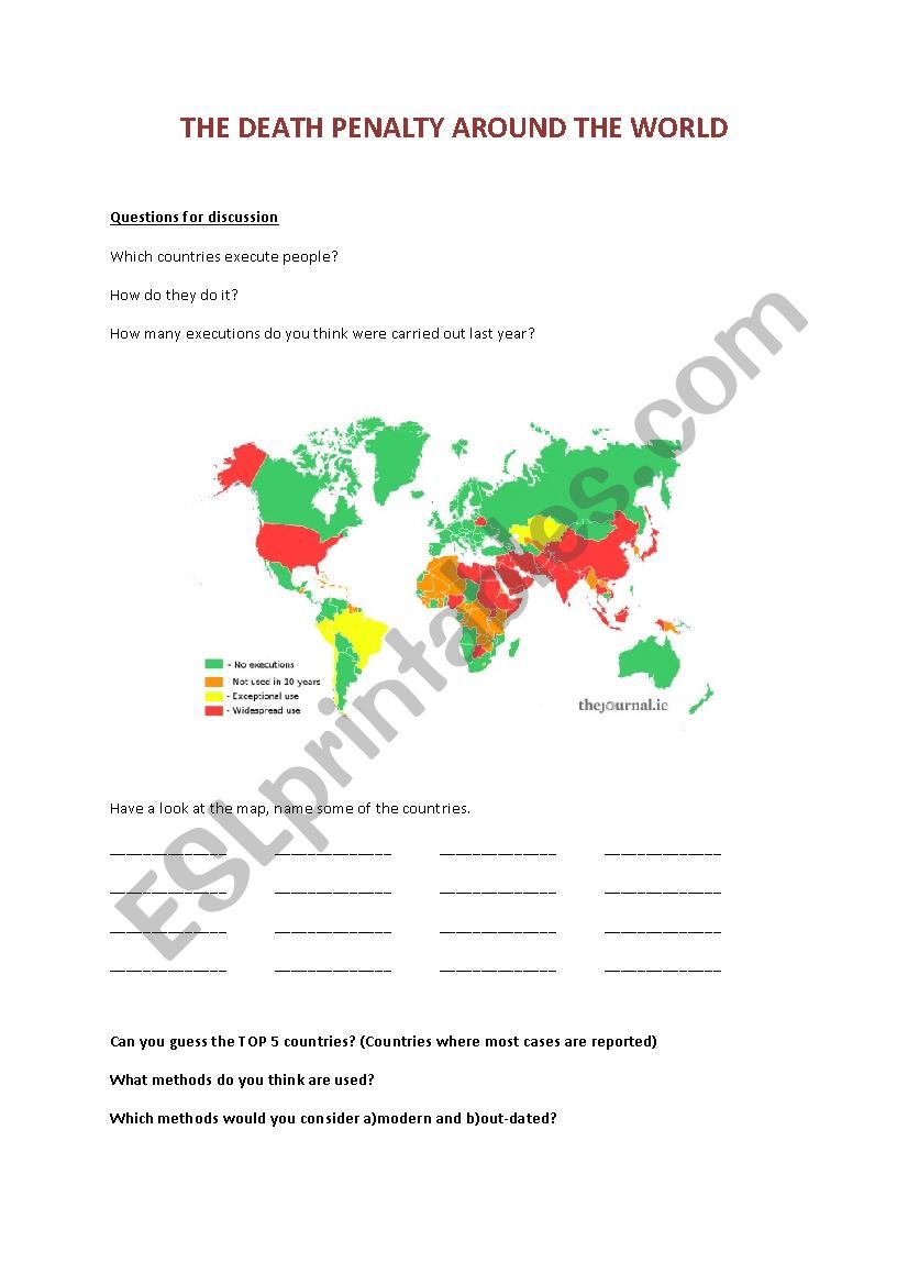 The death penalty around the world