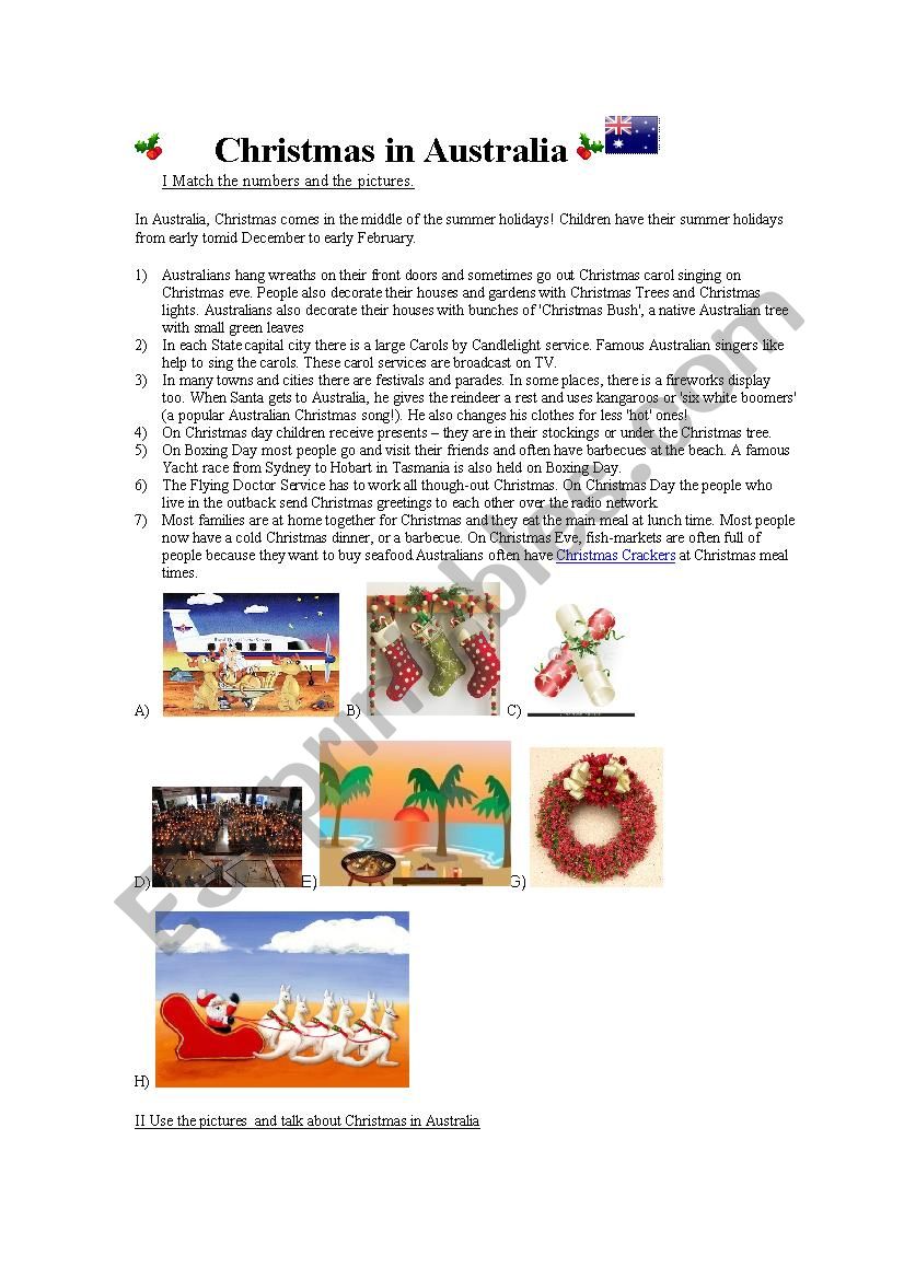 Christmas in Australia worksheet