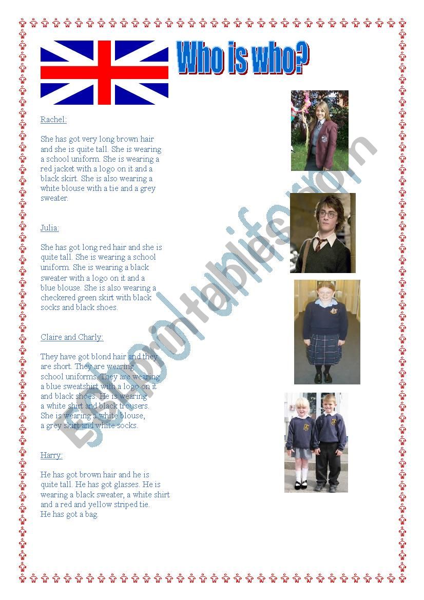 School uniform worksheet