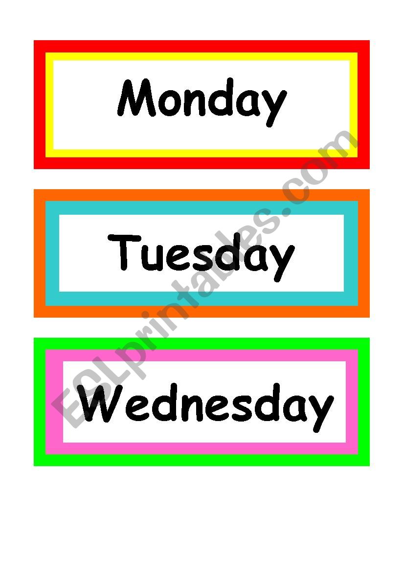 DAYS OF THE WEEK worksheet