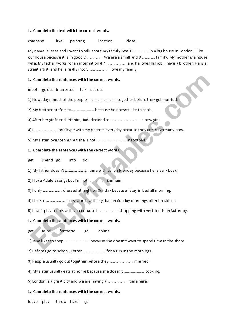 vocabulary worksheet