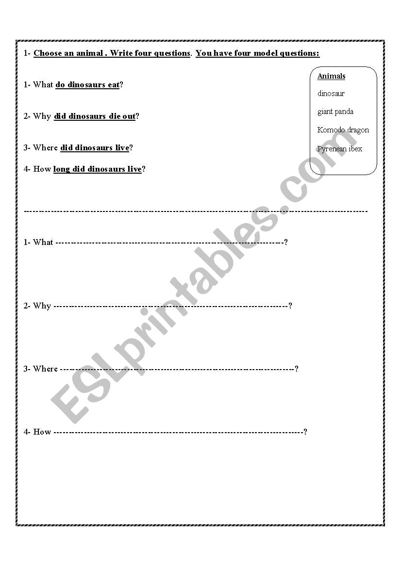 question words worksheet