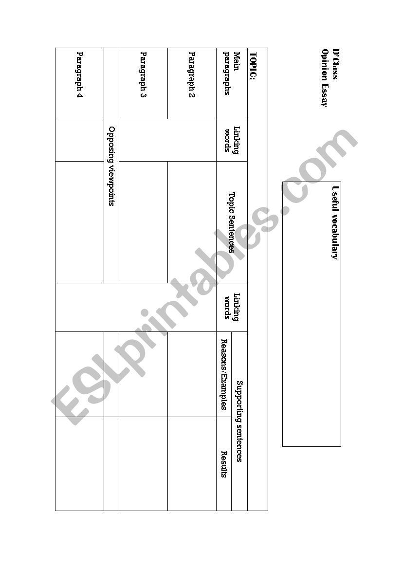 Opinion Essay worksheet