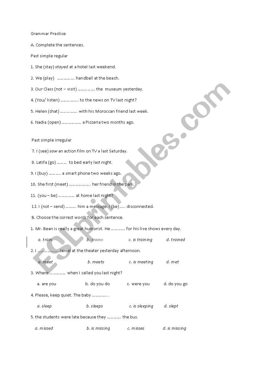 past simple worksheet