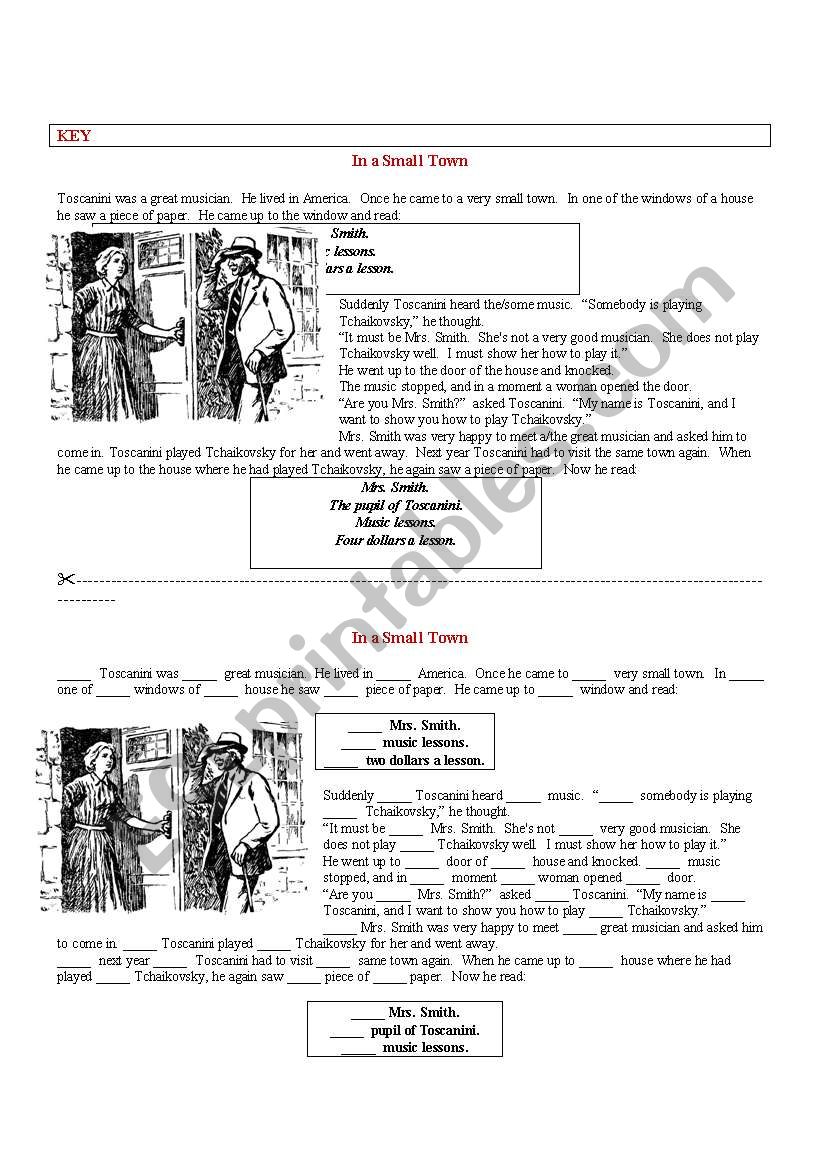 Articles as story-tellers worksheet