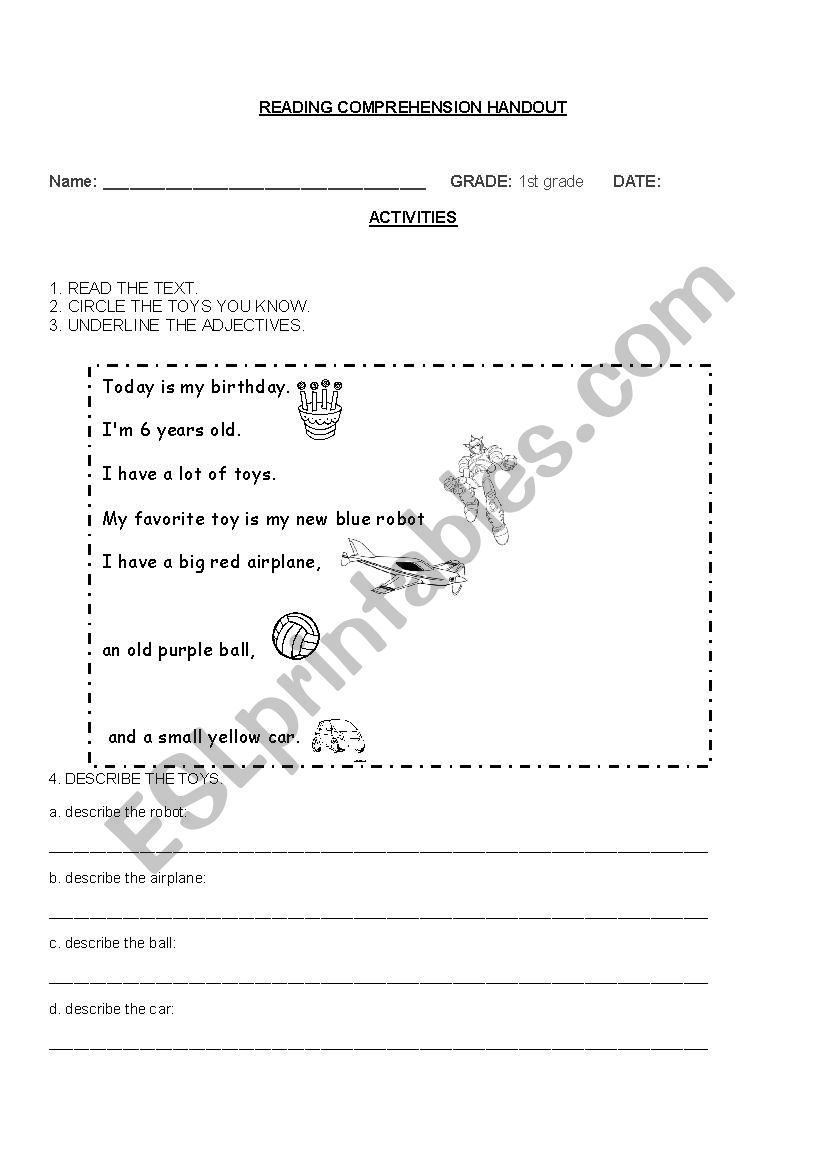 Describing toys worksheet