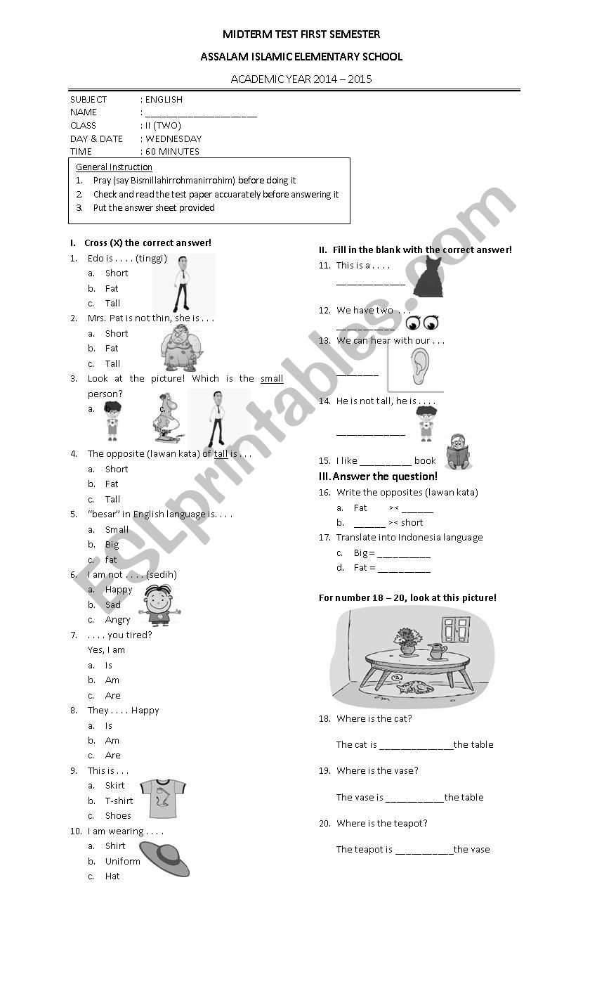 Exercise grade 2 worksheet