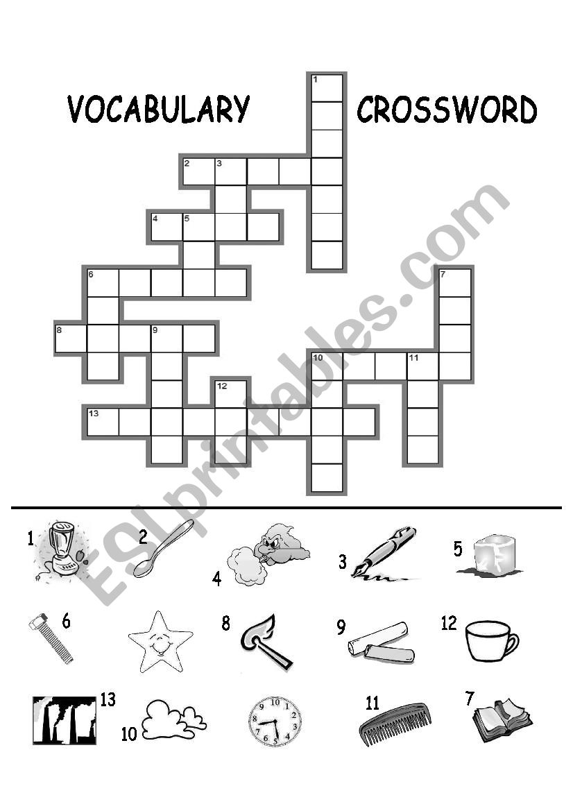 vocabulary crossword worksheet