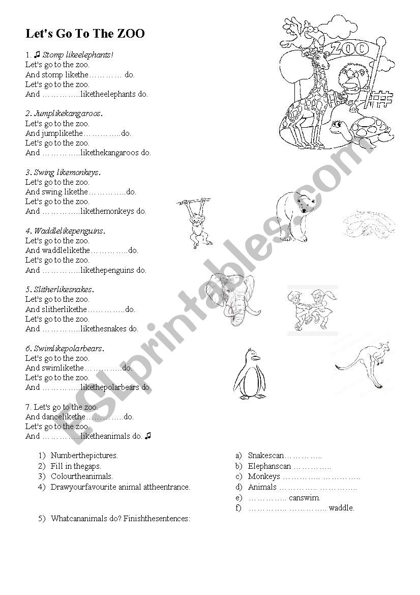 LetÂ´s go to the ZOO worksheet