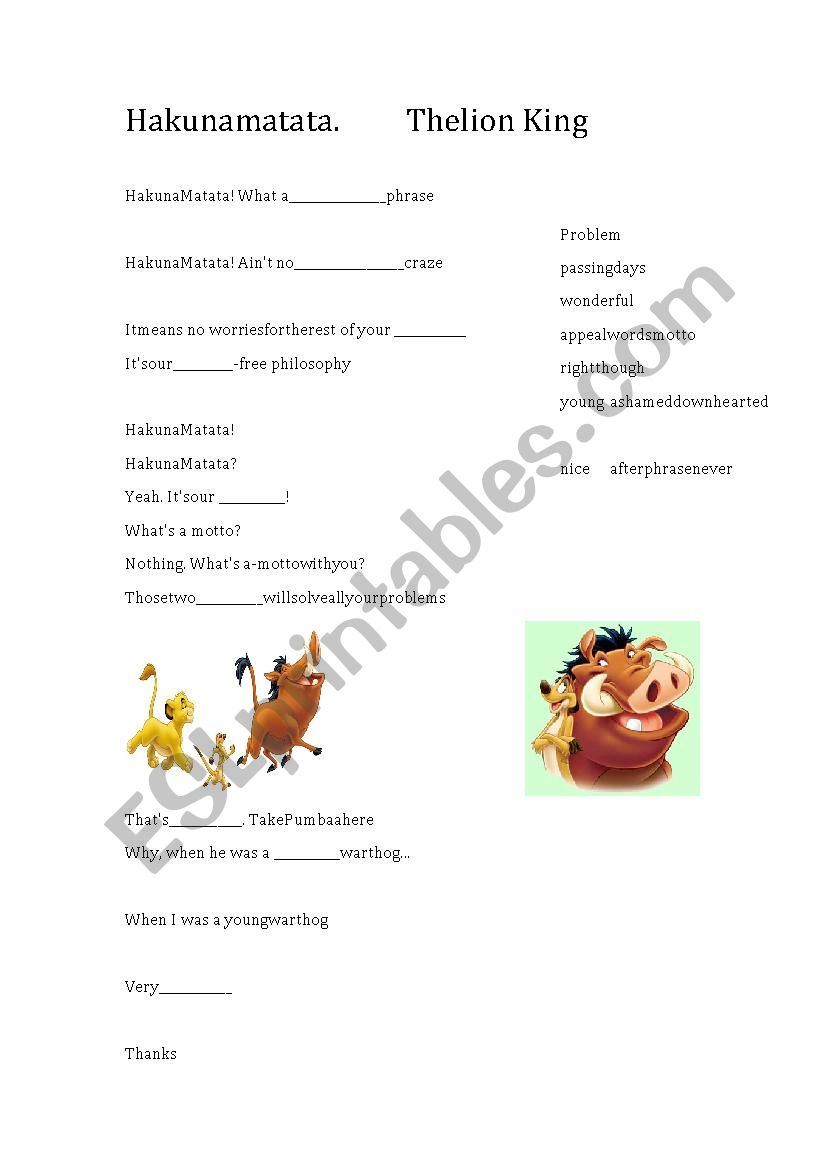 lion king hakuna matata lyrics