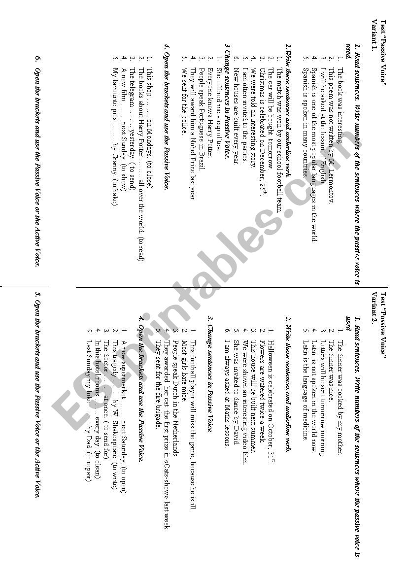 Passive Voice worksheet