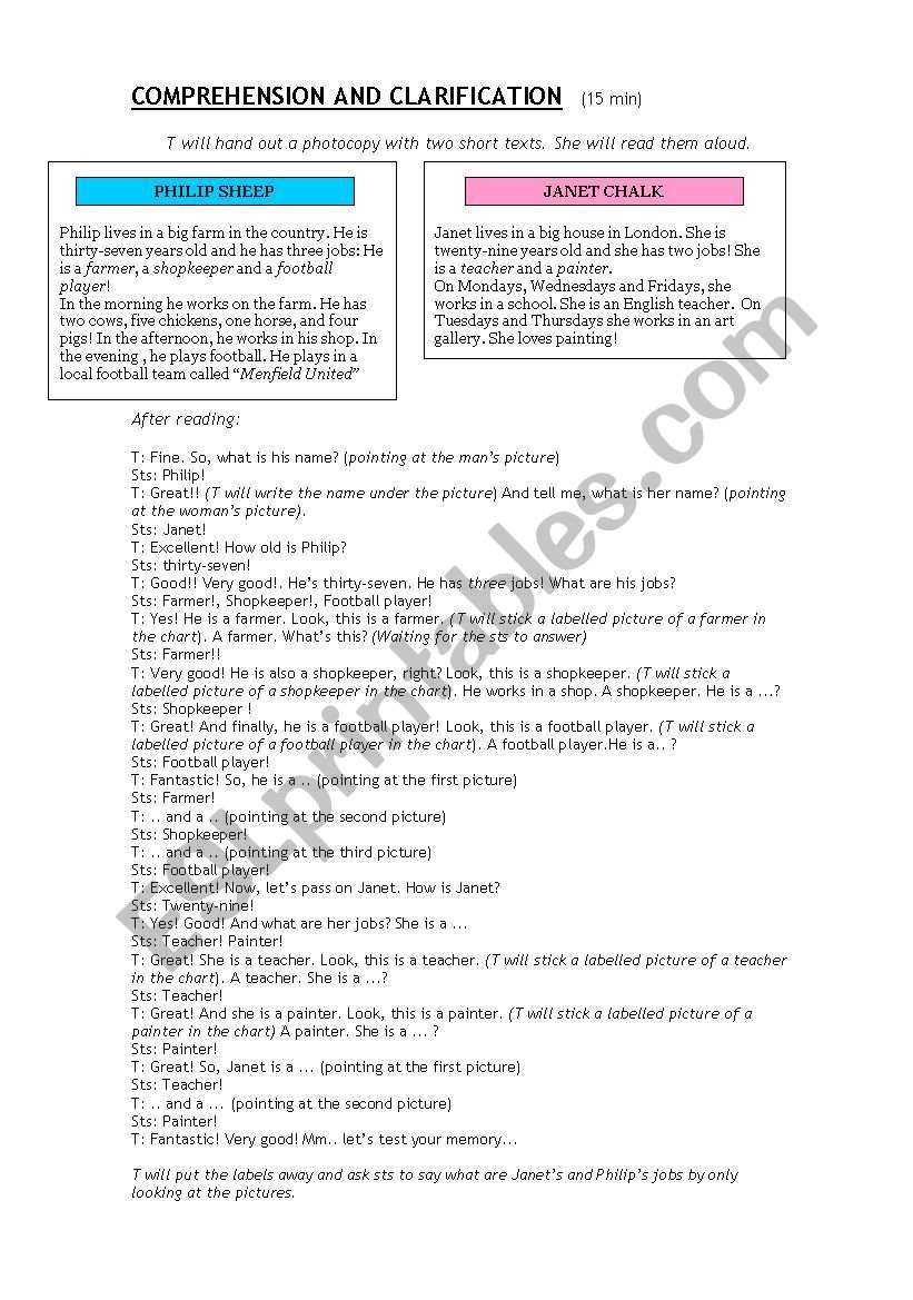 Lesson Plan - Jobs worksheet