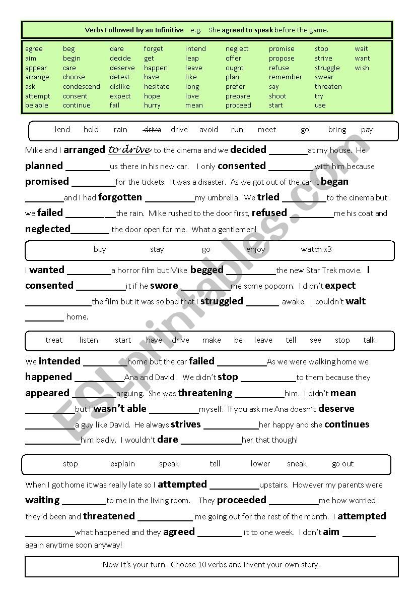 Verbs followed by an infinitive