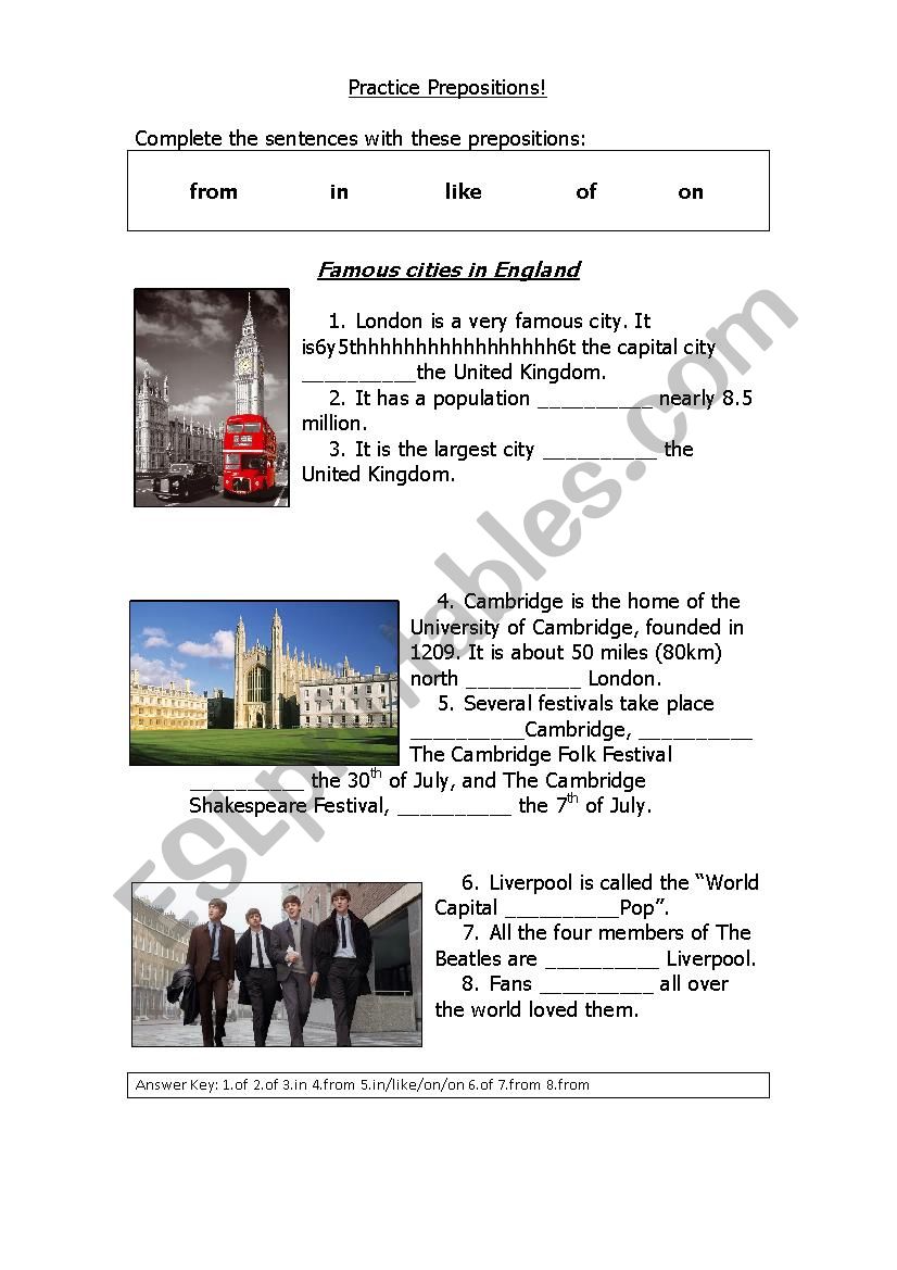 Practice Prepositions! worksheet