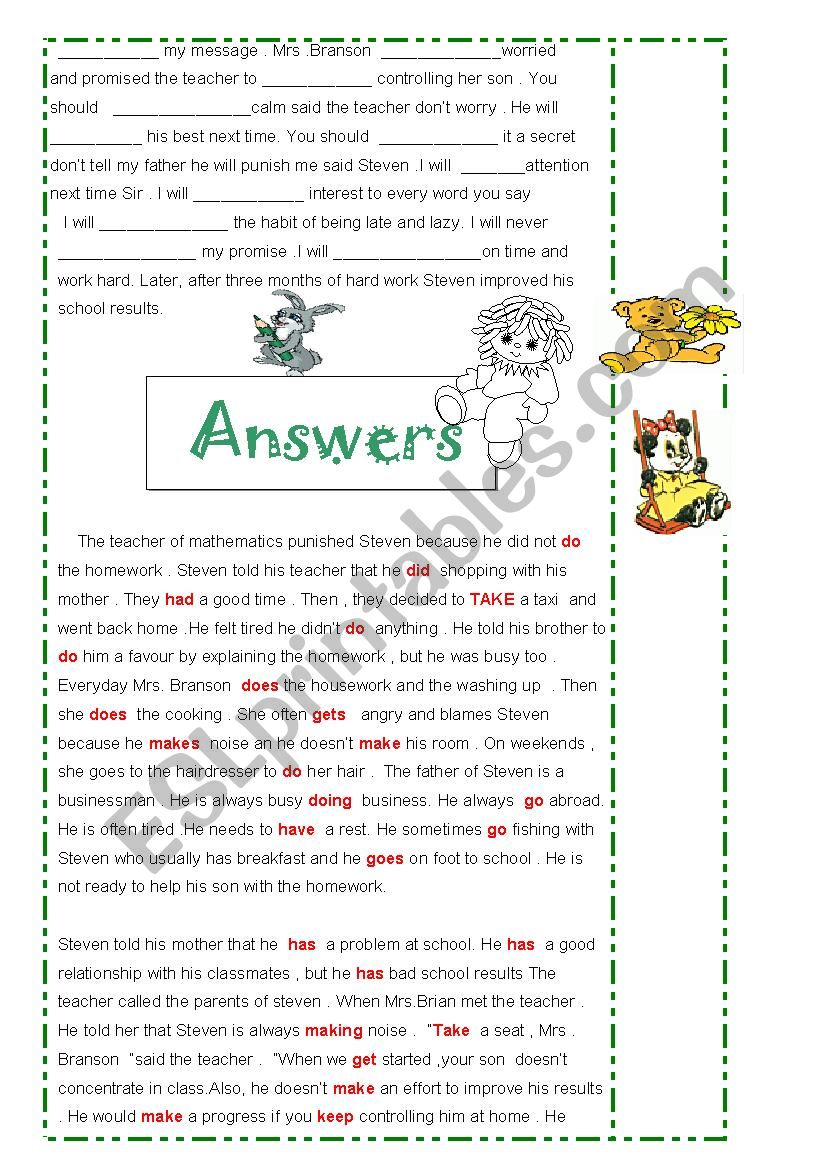 Verb Collocations Exercises Do Make Take Have Get Go