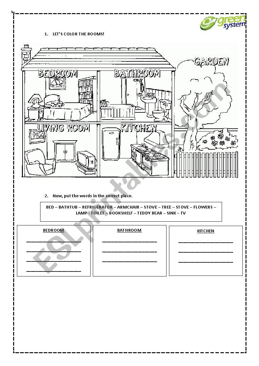 Rooms Of The House worksheet