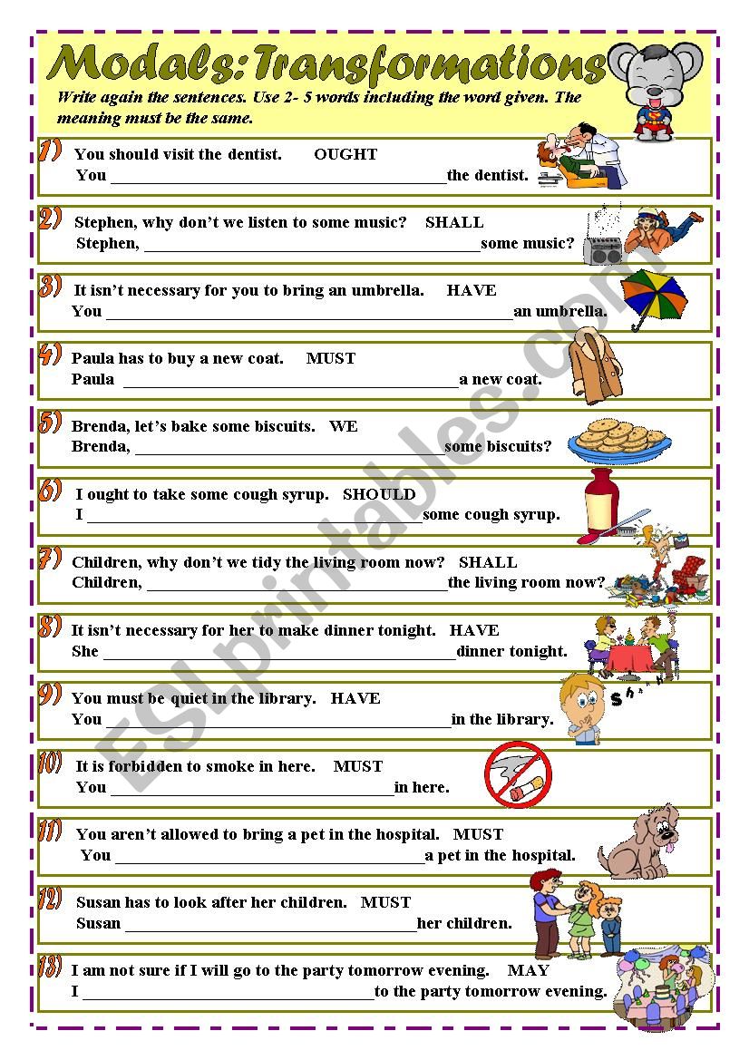 Modals - Transformations - ELEMENTARY