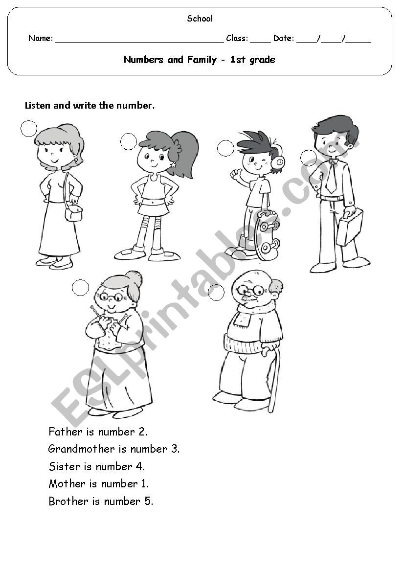 numbers and family worksheet