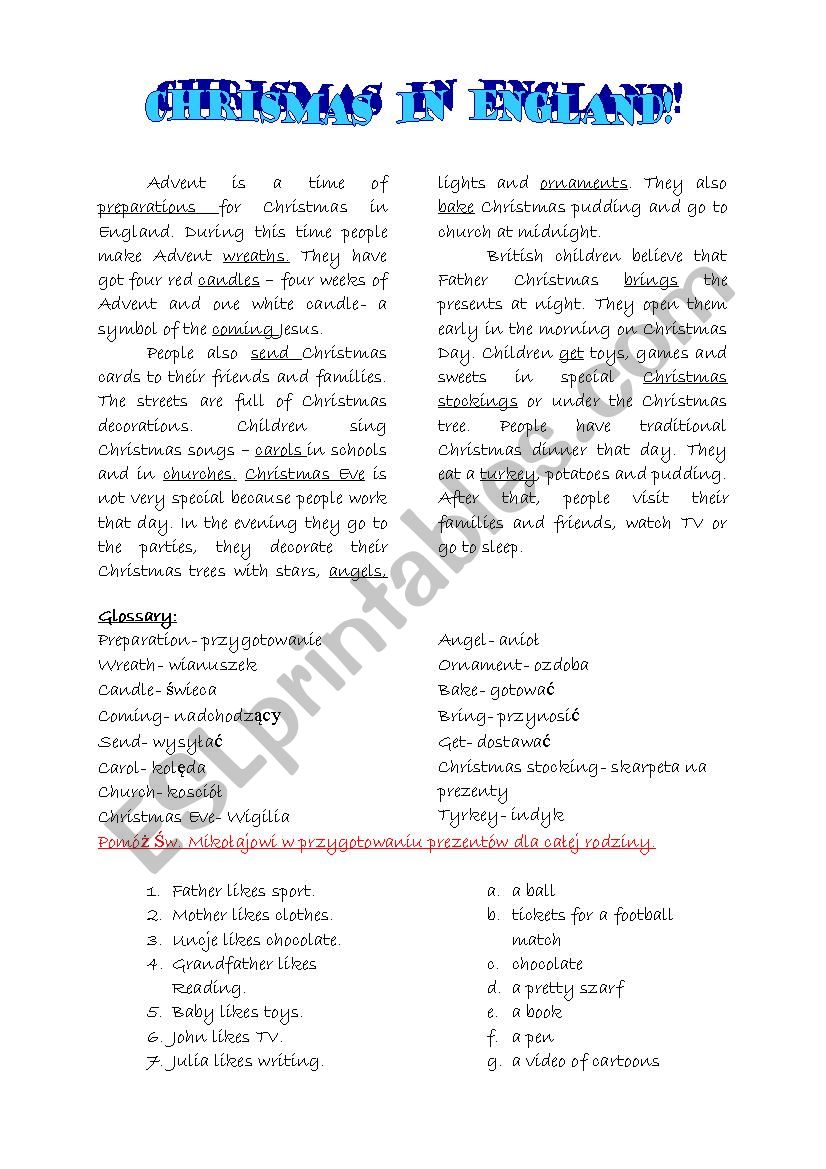 Advent worksheet