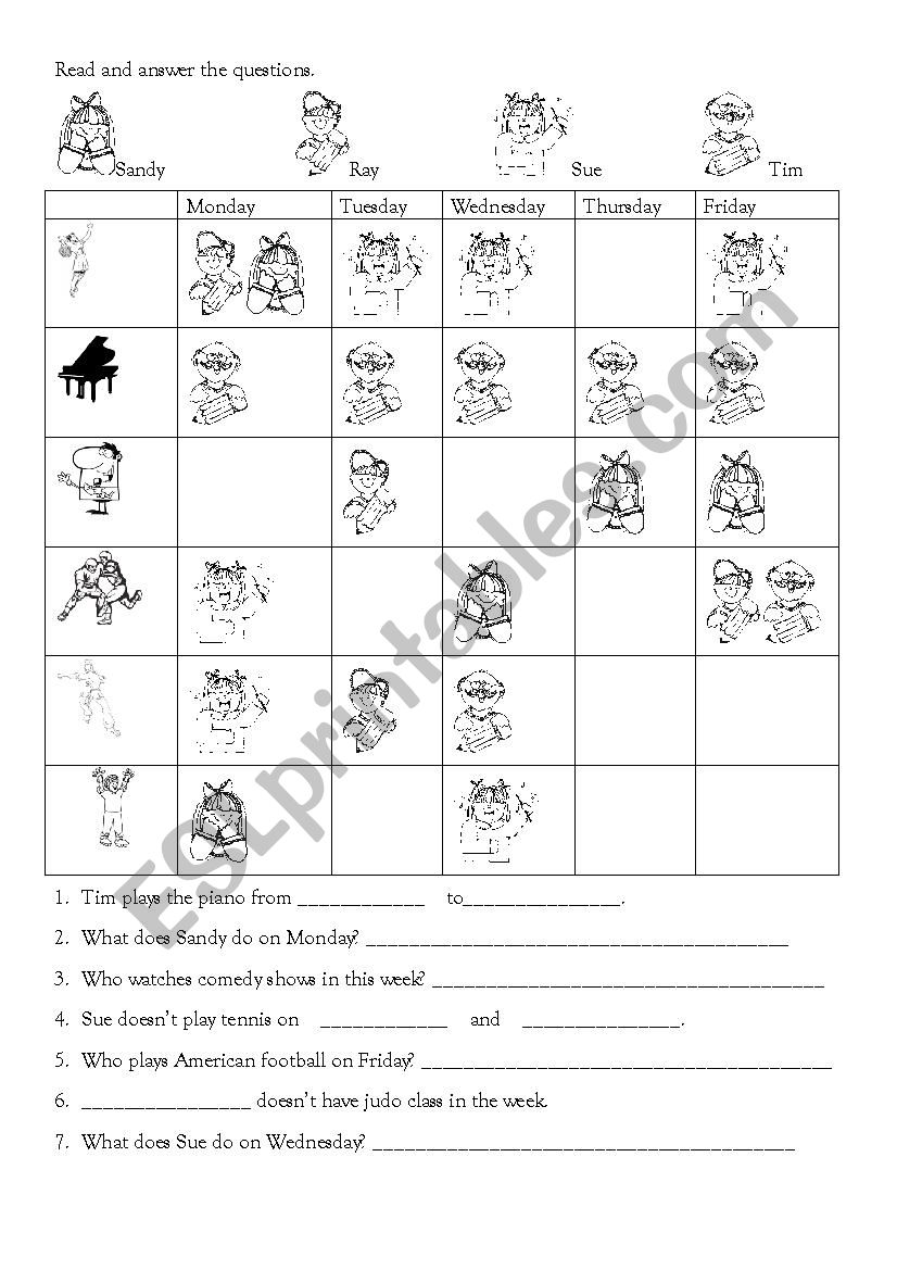 What does he do? worksheet